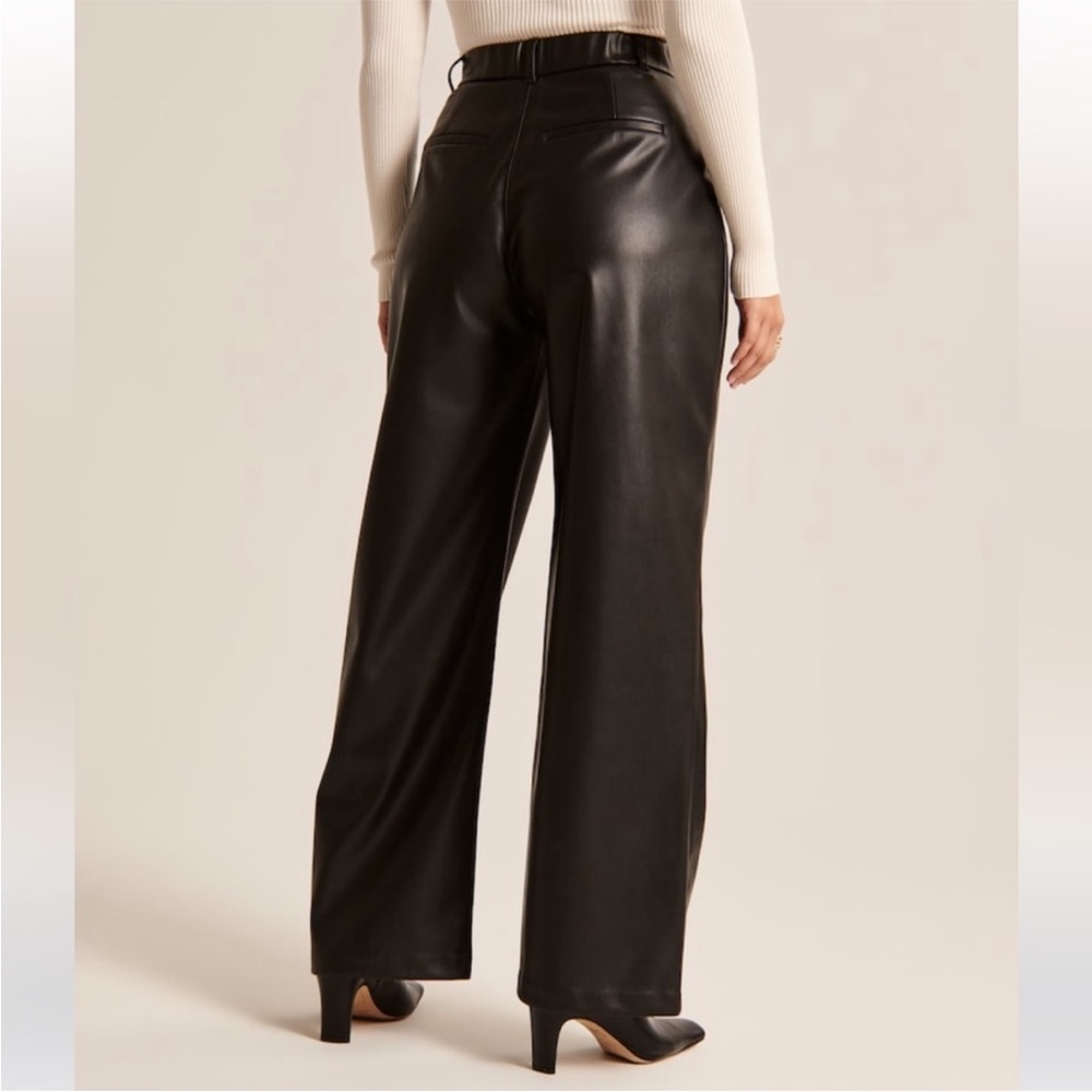 Abercrombie | Black Leather Women’s Wide Leg Pants - Picture 2 of 6